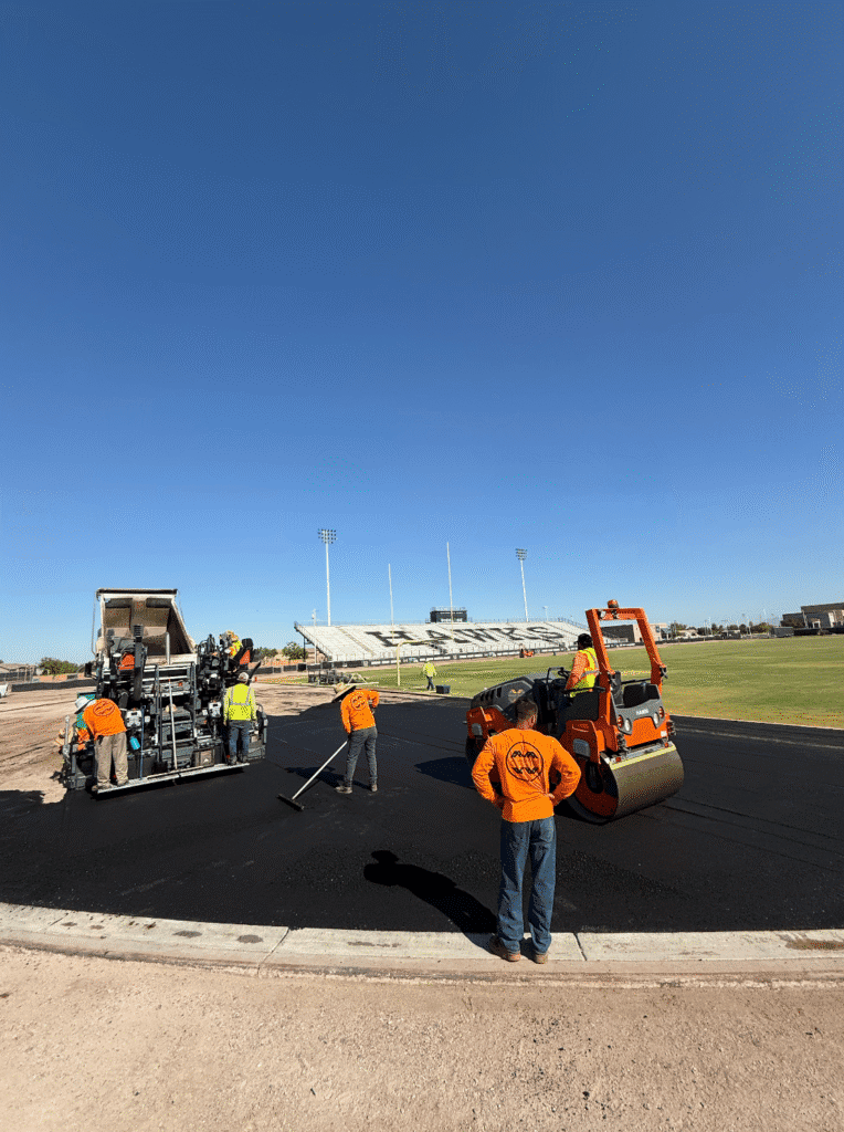 Track paving - ground shot